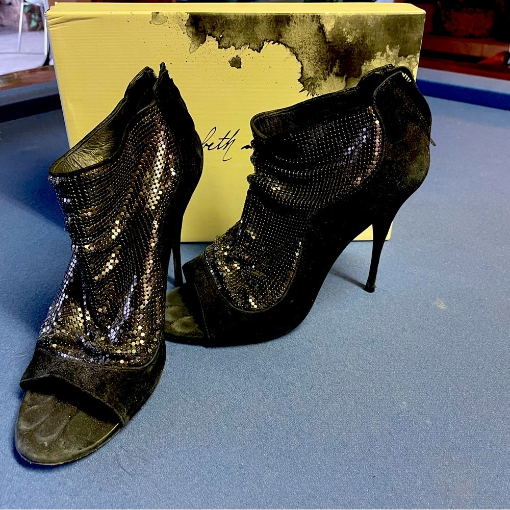 Elizabeth & James Suede Bootie with Metal Inlay.